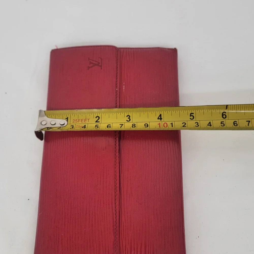 Louis Vuitton Red Epi Leather Long Wallet Card Holder Organizer Authentic